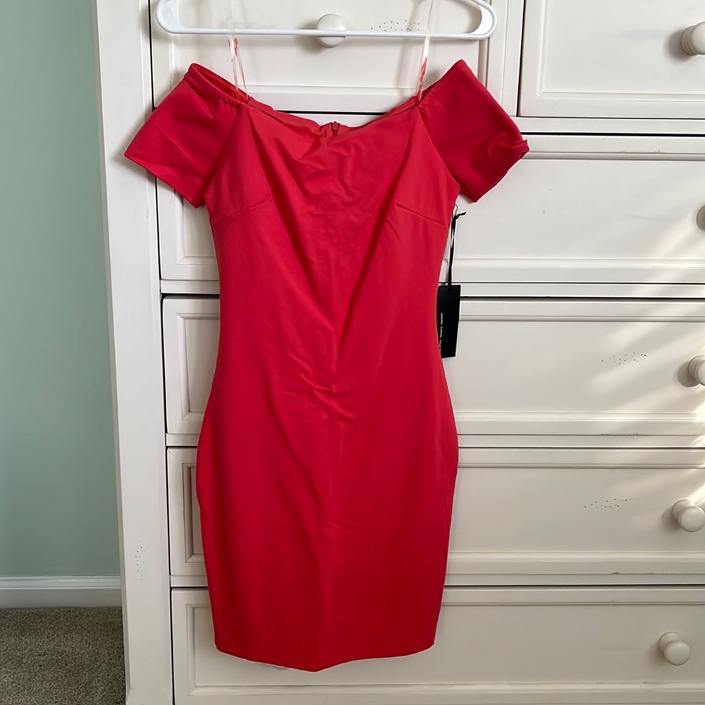 Lulu’s off the should coral orange mini dress size small